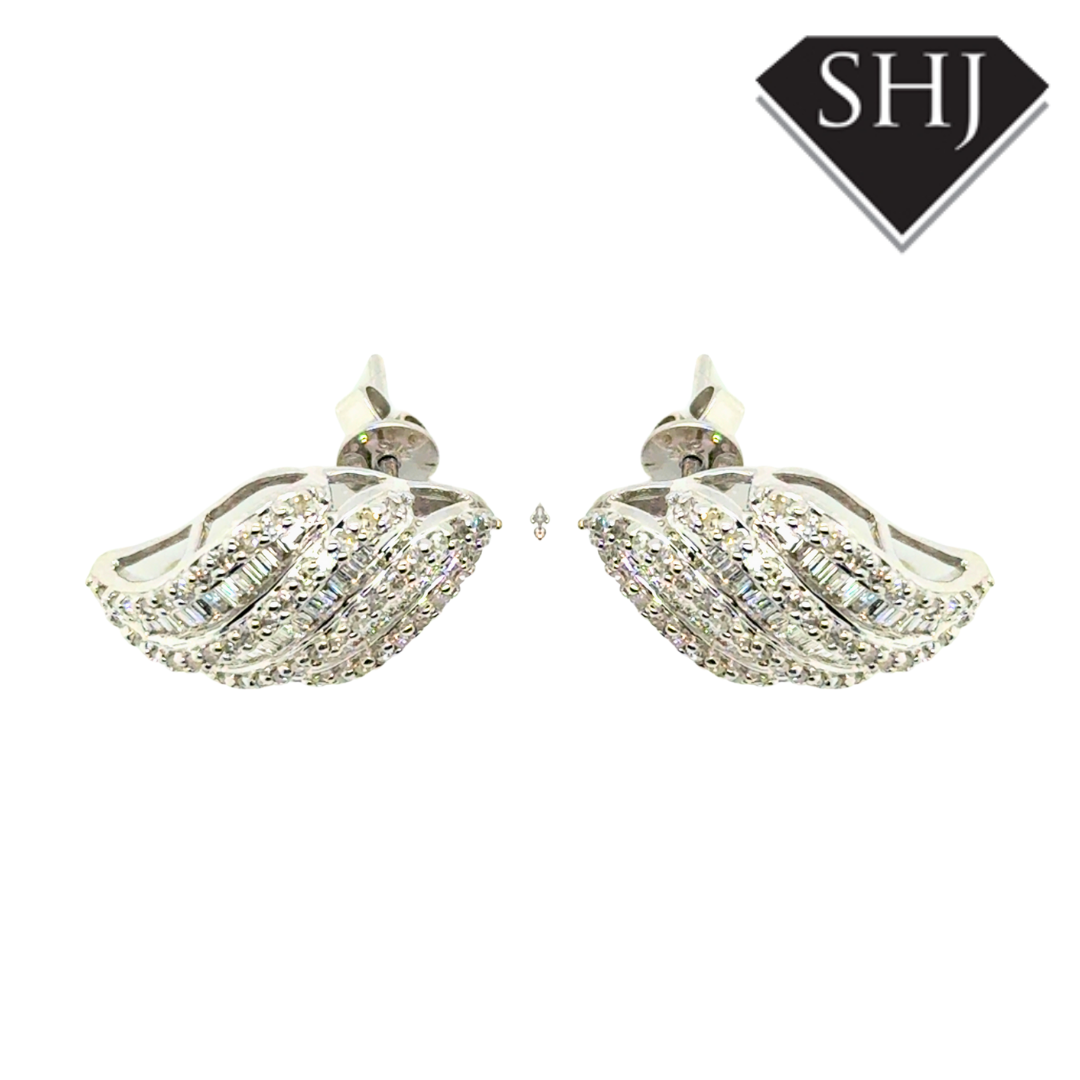 9ct White Gold Diamond Cluster Earrings