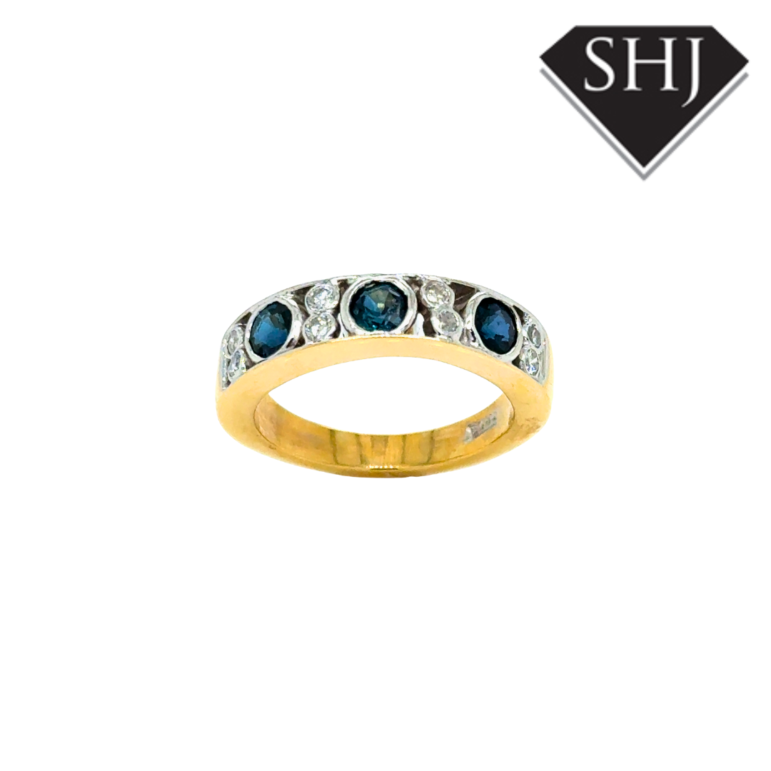 18ct Yellow Gold Sapphire and Diamond Ring
