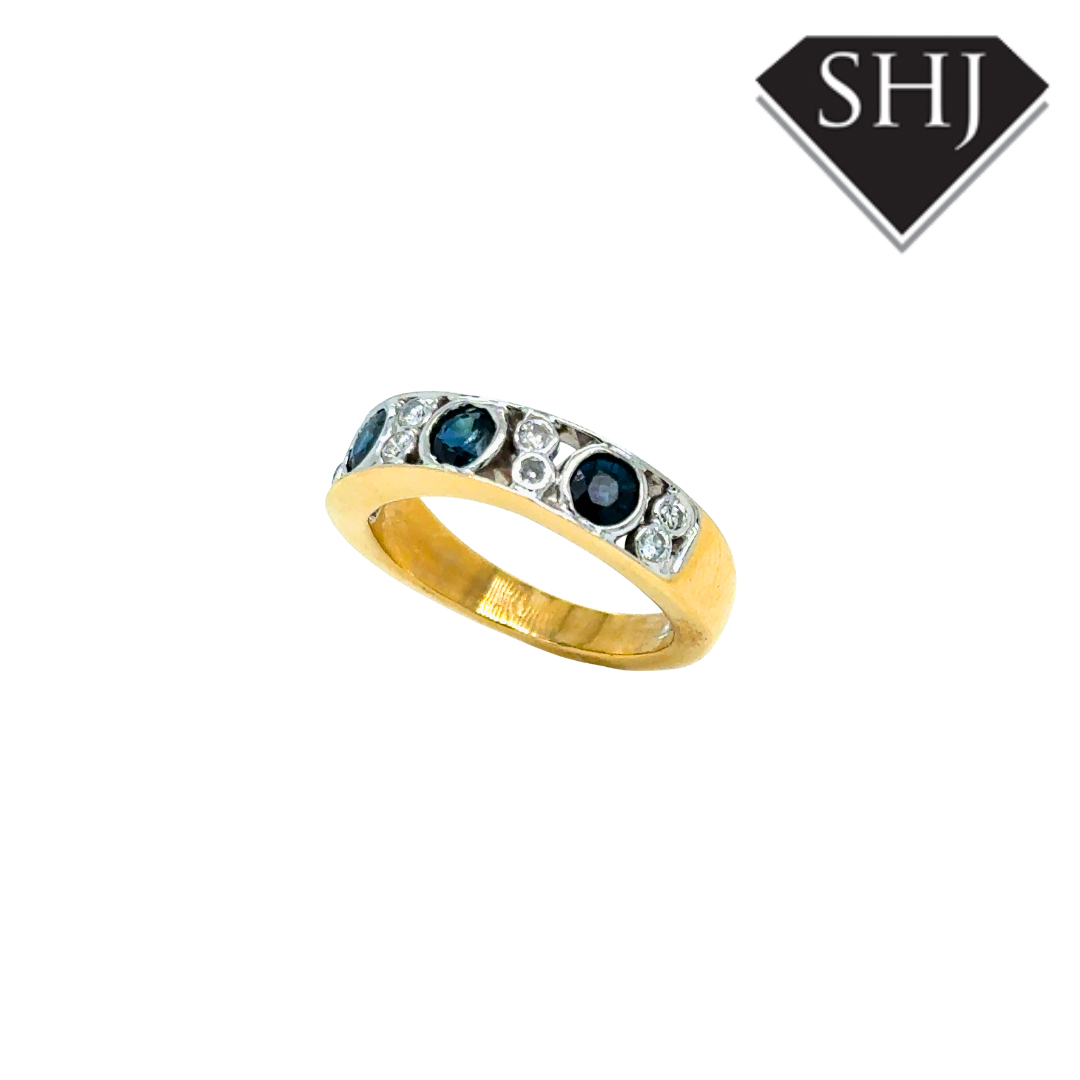 18ct Yellow Gold Sapphire and Diamond Ring