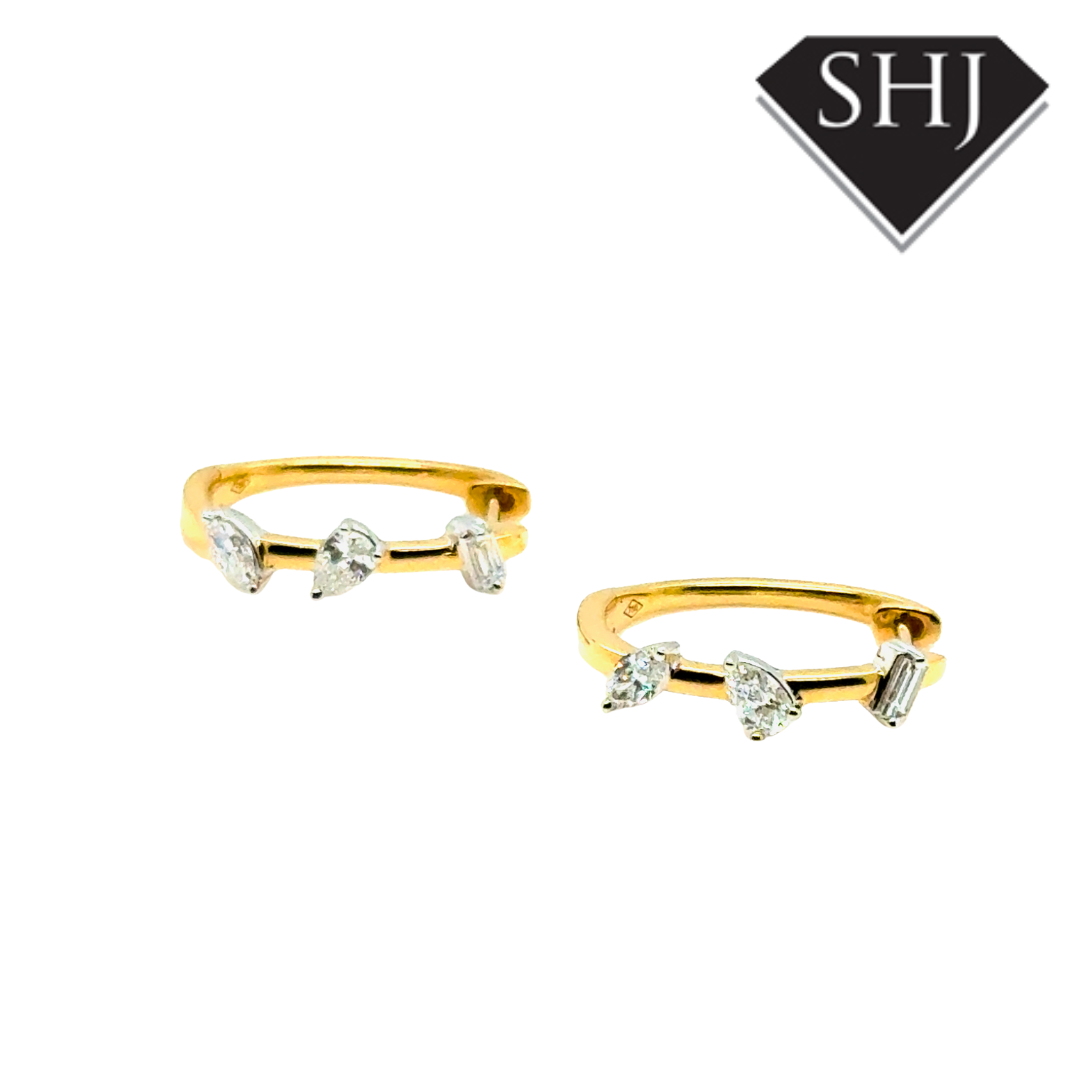 18ct Yellow Gold Diamond Hoop Earrings