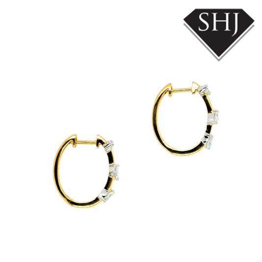 18ct Yellow Gold Diamond Hoop Earrings