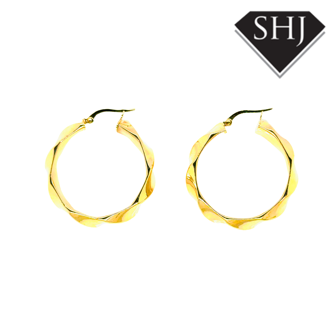14ct Yellow Gold 30mm Hoop Earrings