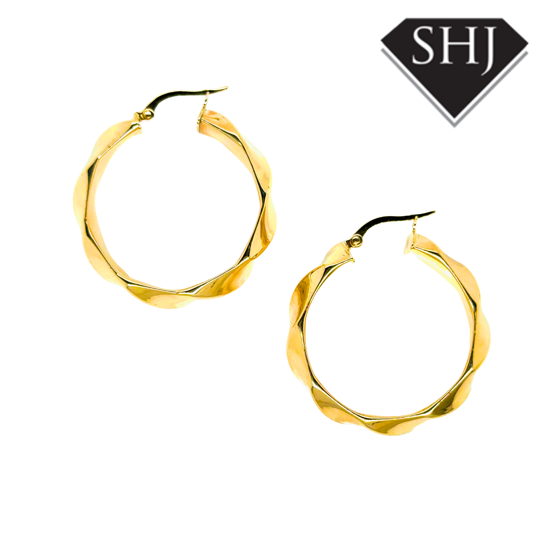 14ct Yellow Gold 30mm Hoop Earrings