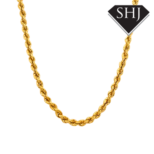 Silver Vermeil Gold Plated 20" Rope Chain Necklace