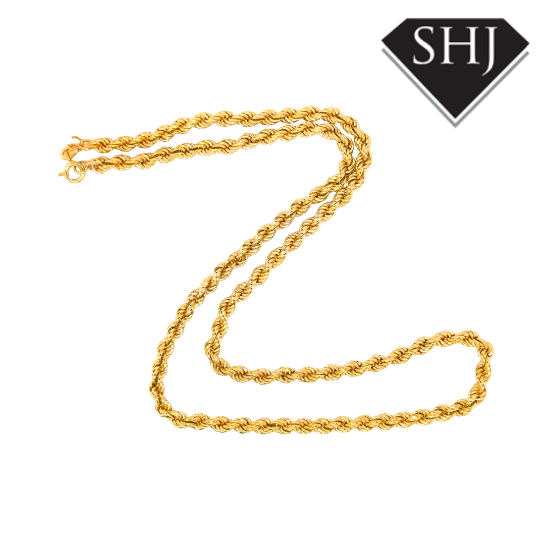 Silver Vermeil Gold Plated 20" Rope Chain Necklace