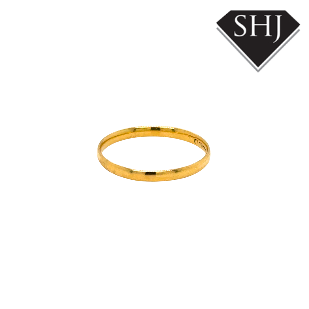 18CT Yellow Gold 2mm Wedding Band