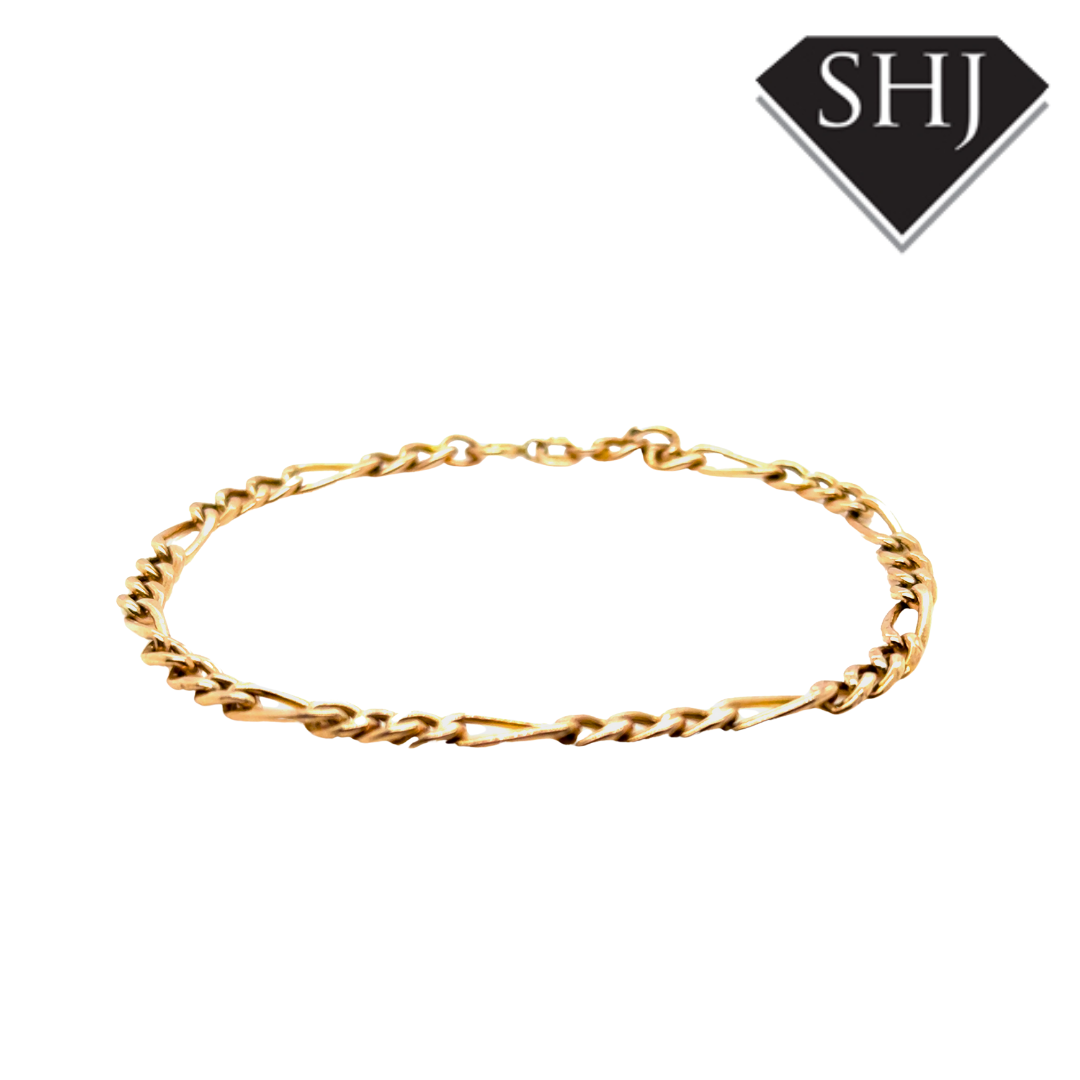 9ct Yellow Gold Figaro Chain Bracelet