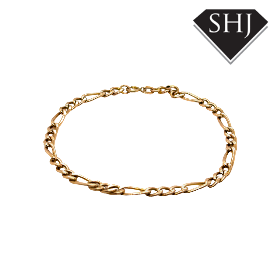 9ct Yellow Gold Figaro Chain Bracelet