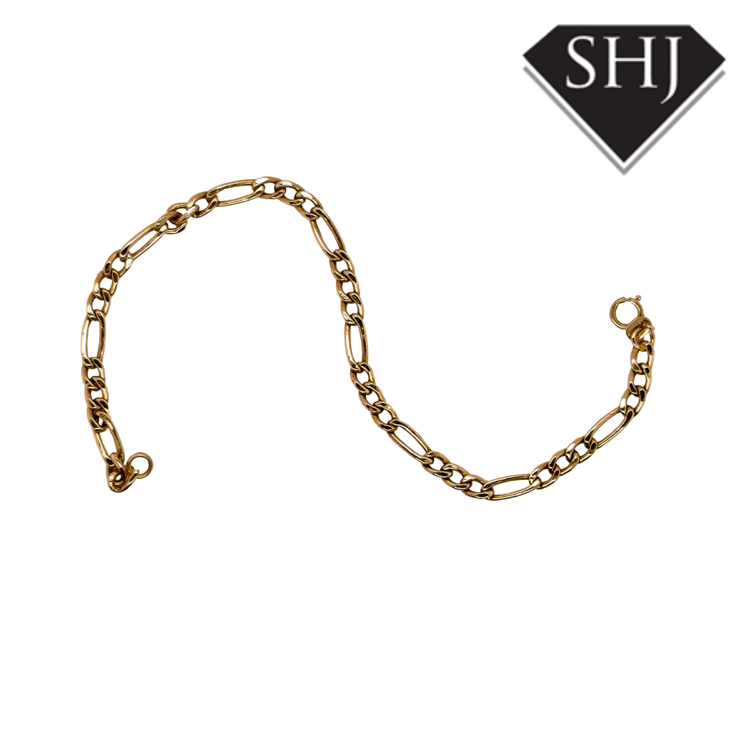 9ct Yellow Gold Figaro Chain Bracelet