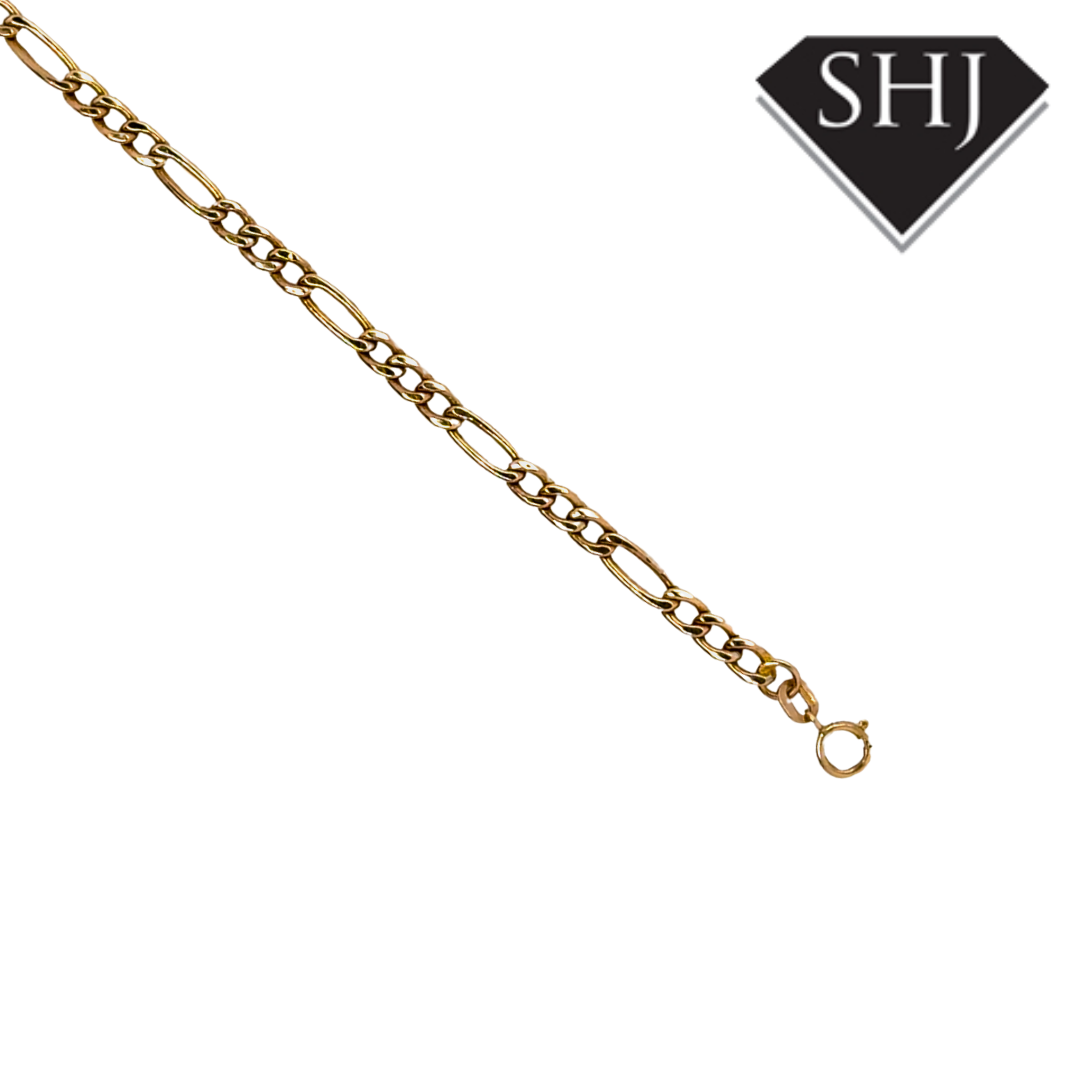 9ct Yellow Gold Figaro Chain Bracelet