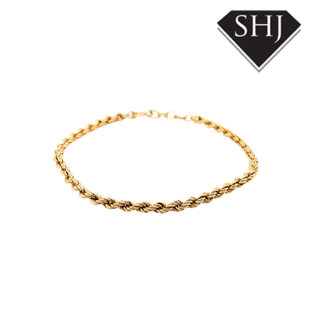 9ct Yellow Gold Rope Chain Bracelet