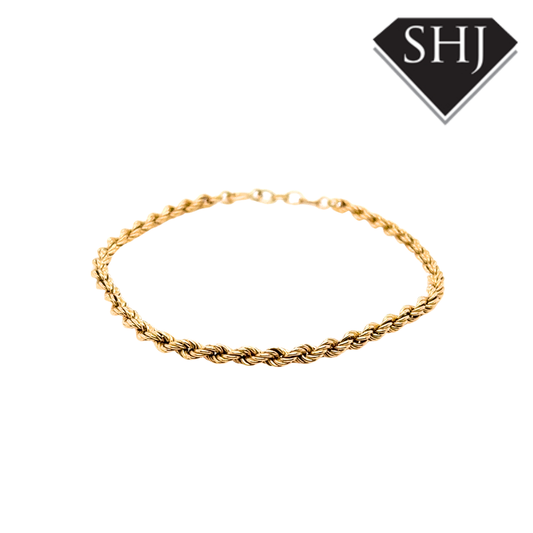 9ct Yellow Gold Rope Chain Bracelet