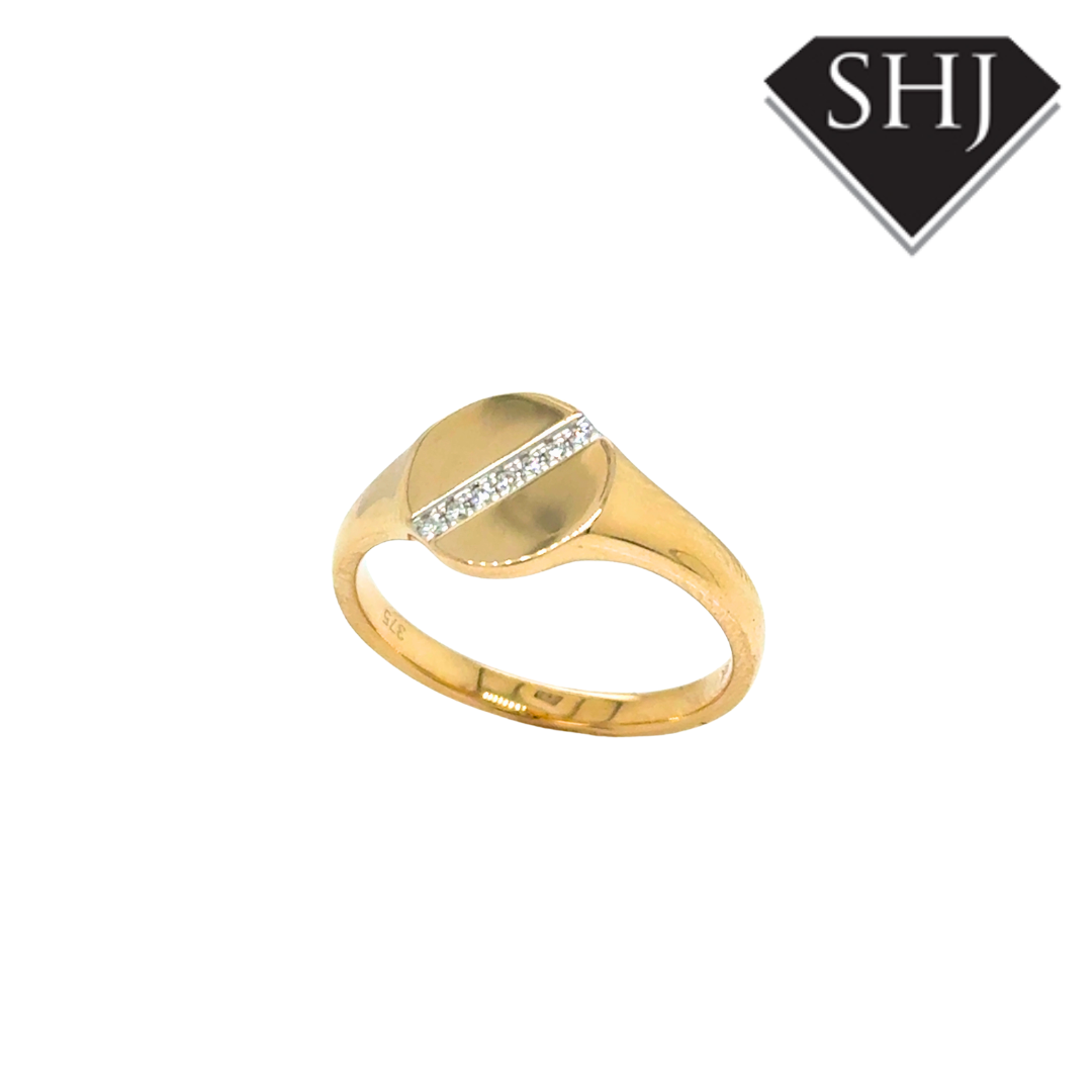 9ct Yellow Gold Diamond Set Signet Ring