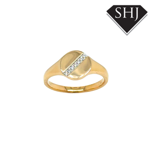 9ct Yellow Gold Diamond Set Signet Ring