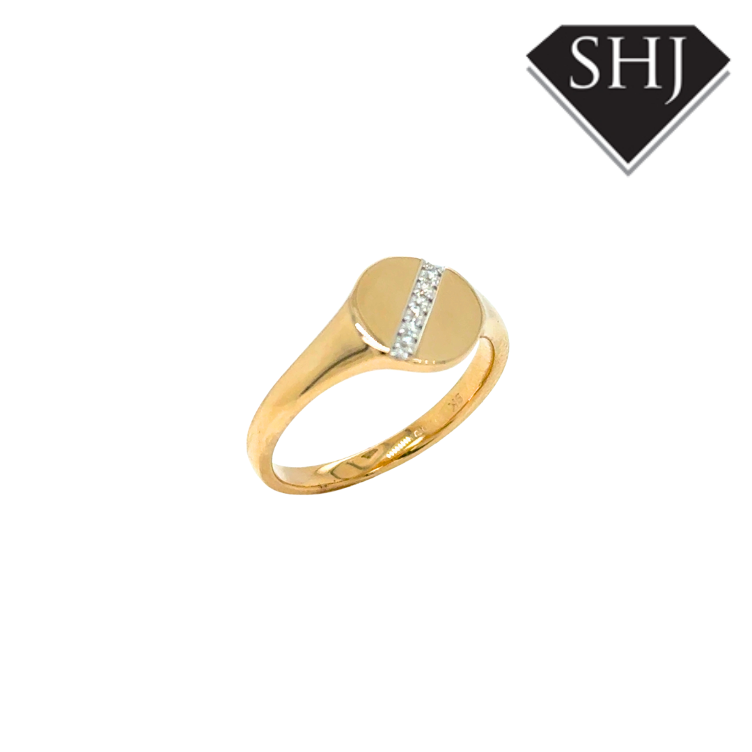 9ct Yellow Gold Diamond Set Signet Ring