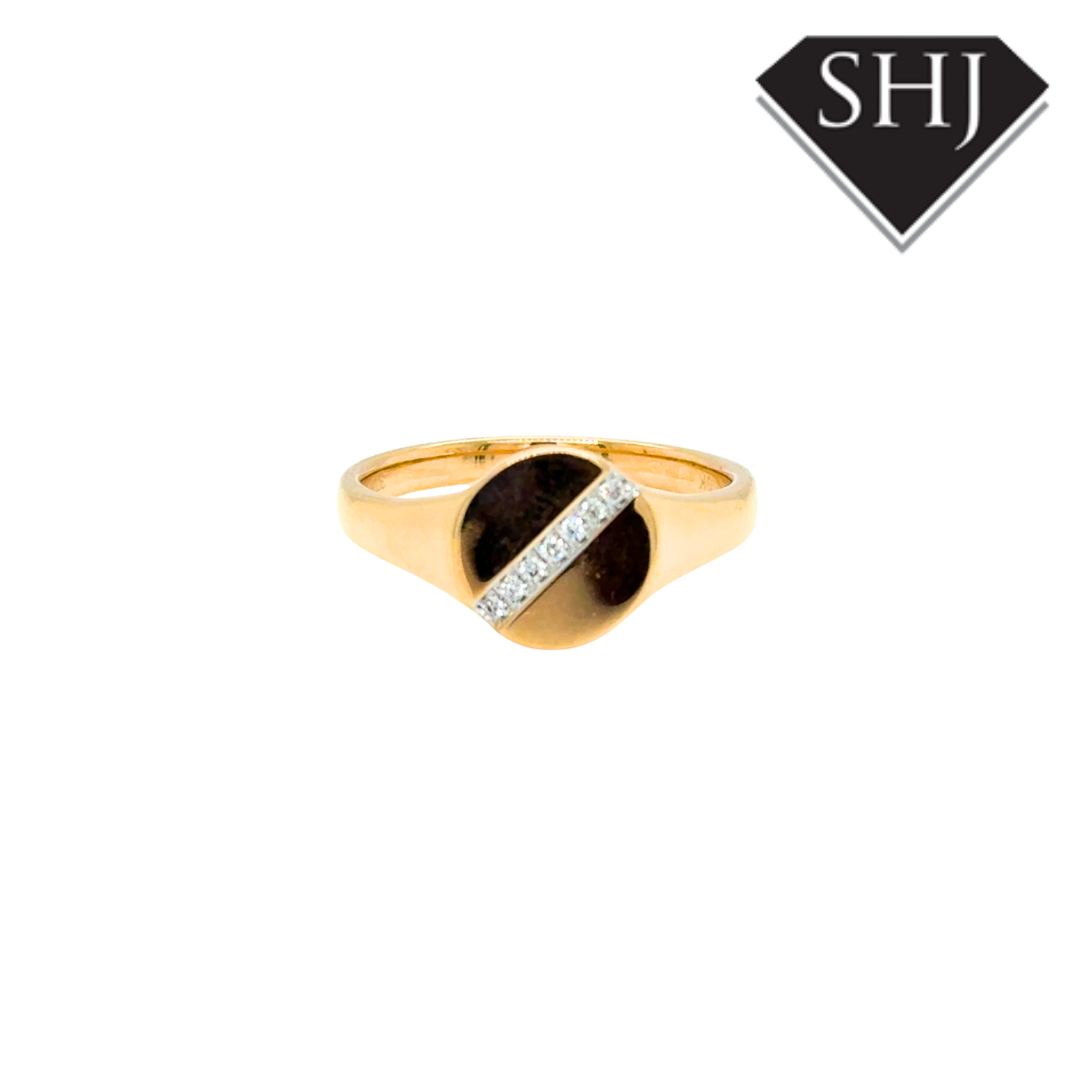 9ct Yellow Gold Diamond Set Signet Ring