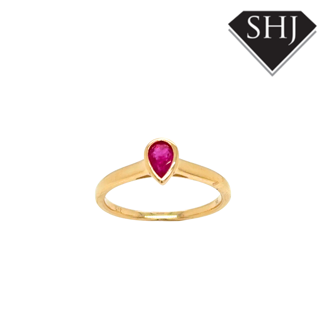 9ct YG Pear 0.48ct Ruby Ring