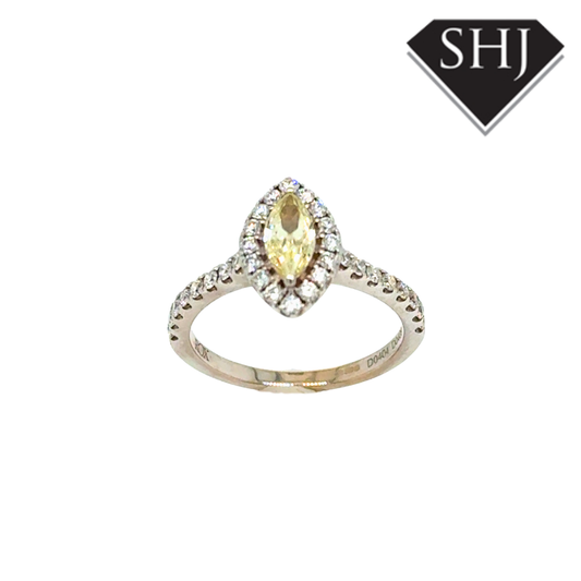 18ct White Gold 0.40ct Yellow Diamond 0.40ct Cluster Ring