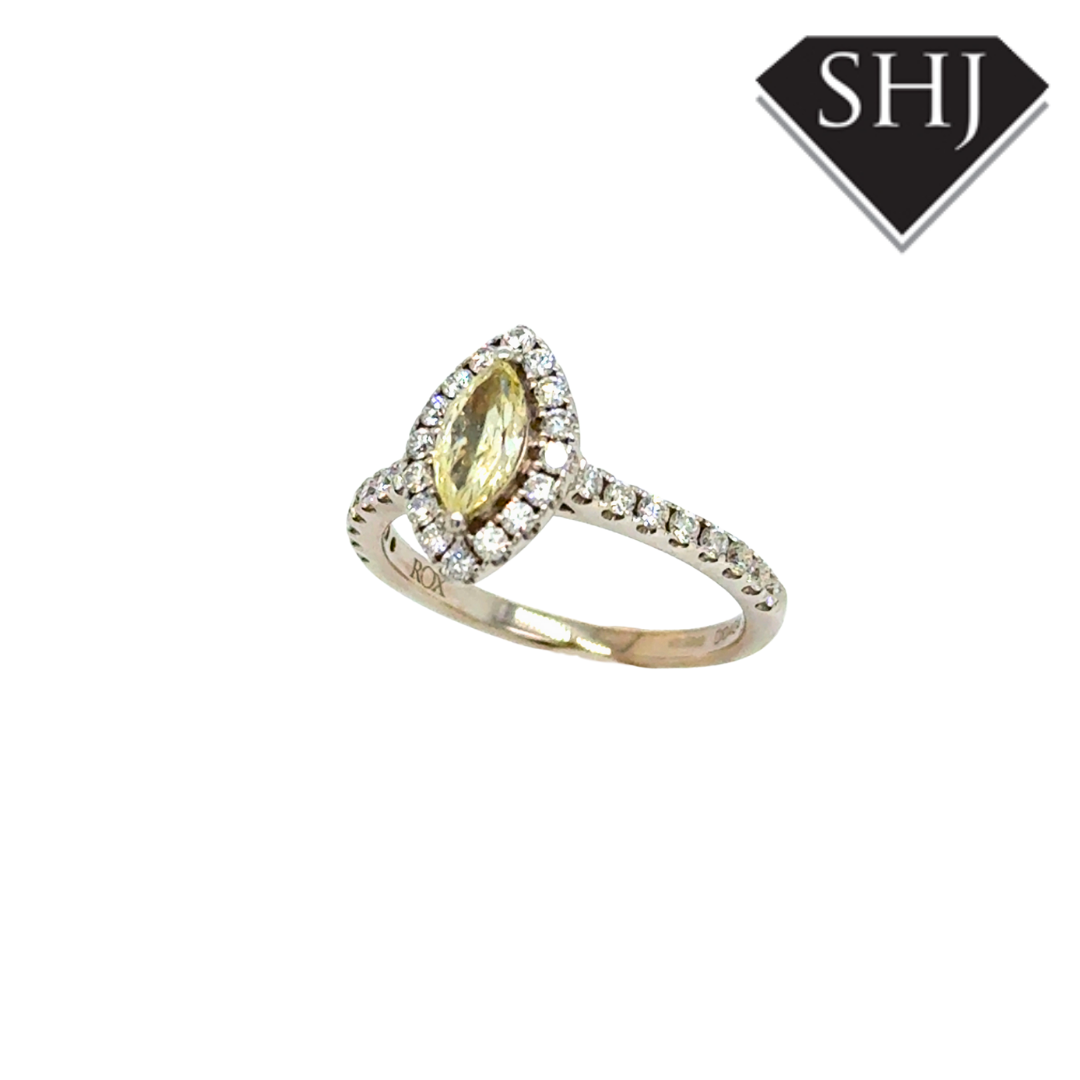 18ct White Gold 0.40ct Yellow Diamond 0.40ct Cluster Ring