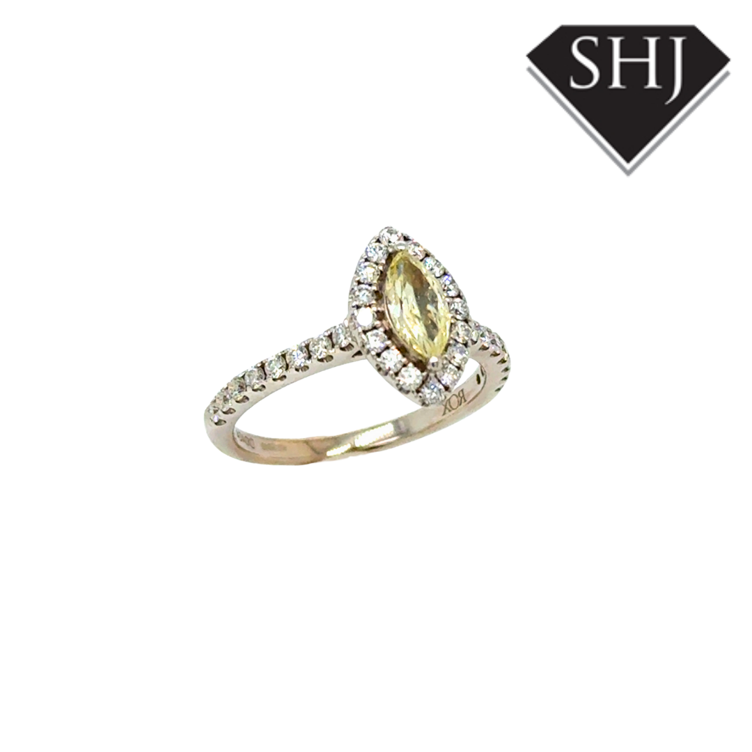 18ct White Gold 0.40ct Yellow Diamond 0.40ct Cluster Ring