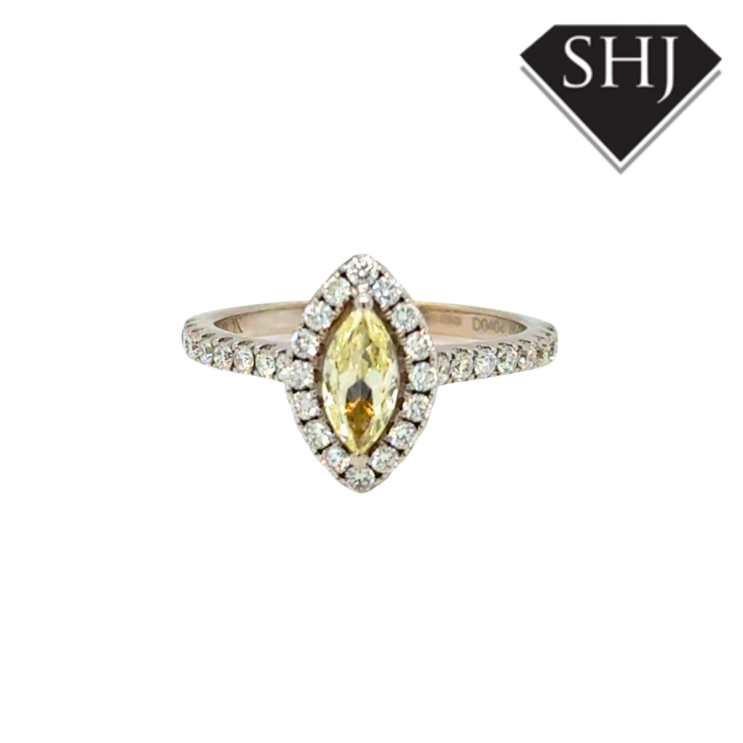 18ct White Gold 0.40ct Yellow Diamond 0.40ct Cluster Ring