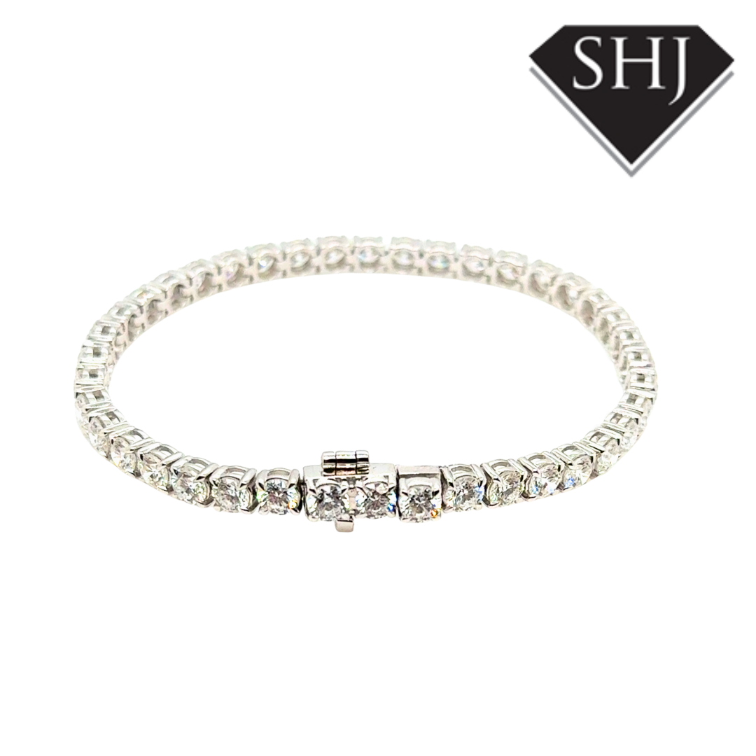 18ct White Gold Lab Grown 10.00ct Diamond Tennis Bracelet