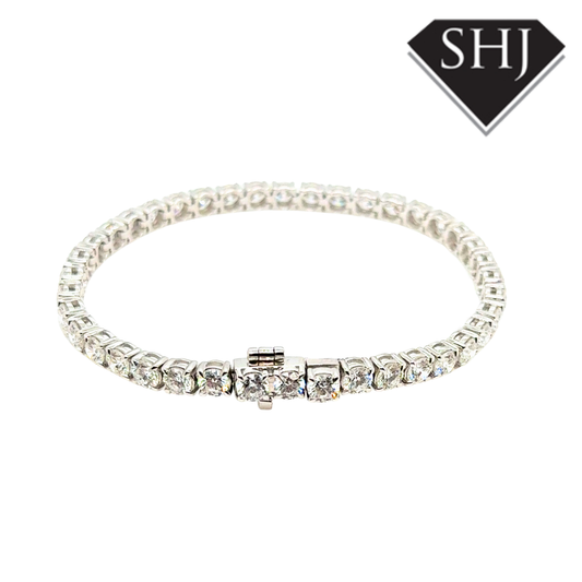 18ct White Gold Lab Grown 10.00ct Diamond Tennis Bracelet