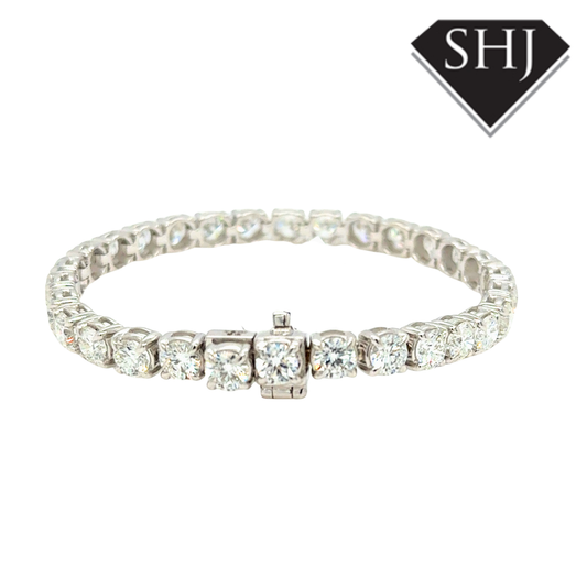 18ct White Gold Lab Grown 15.00ct Diamond Tennis Bracelet