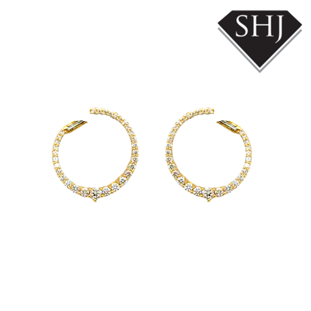 18ct Yellow Gold Diamond Circle Earrings