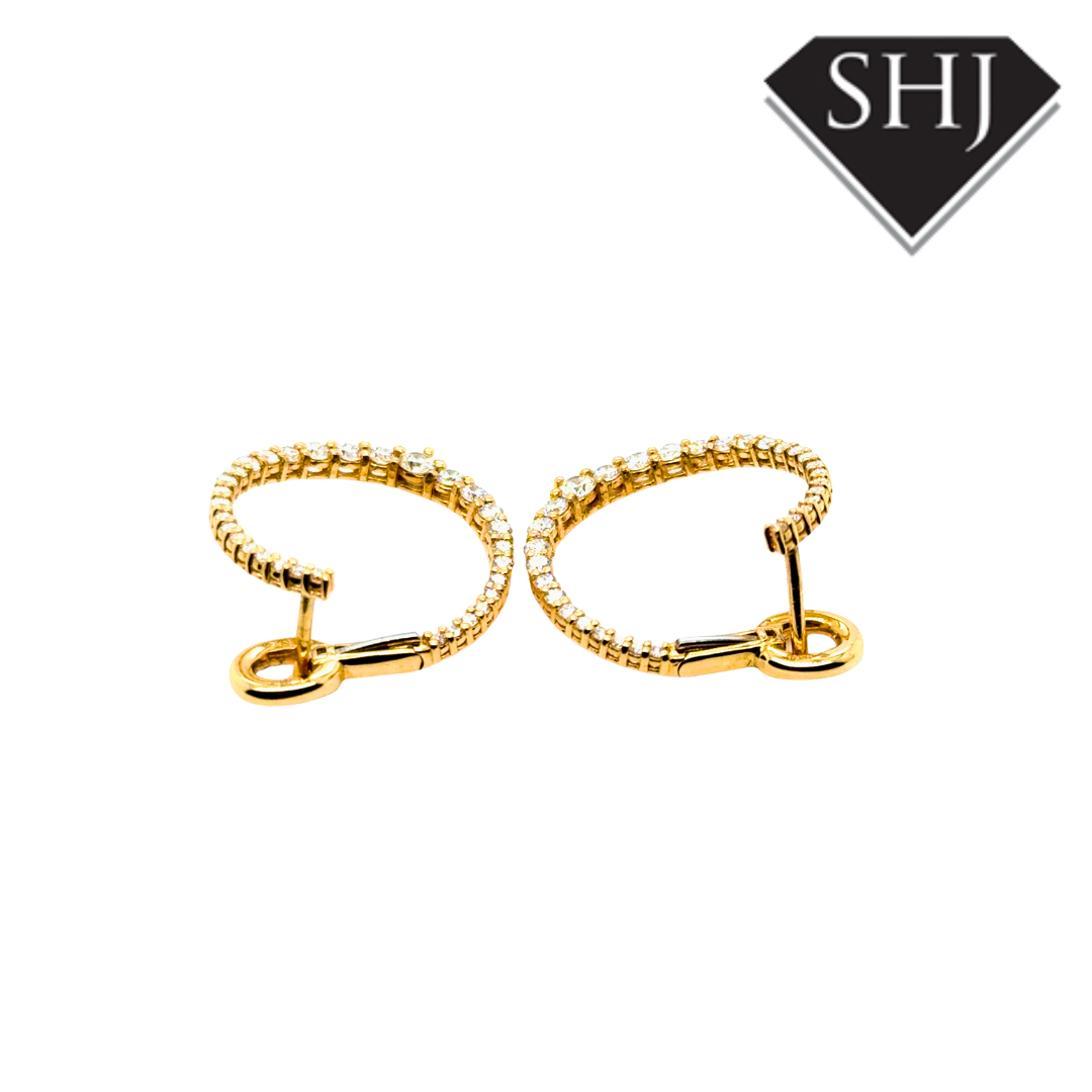 18ct Yellow Gold Diamond Circle Earrings