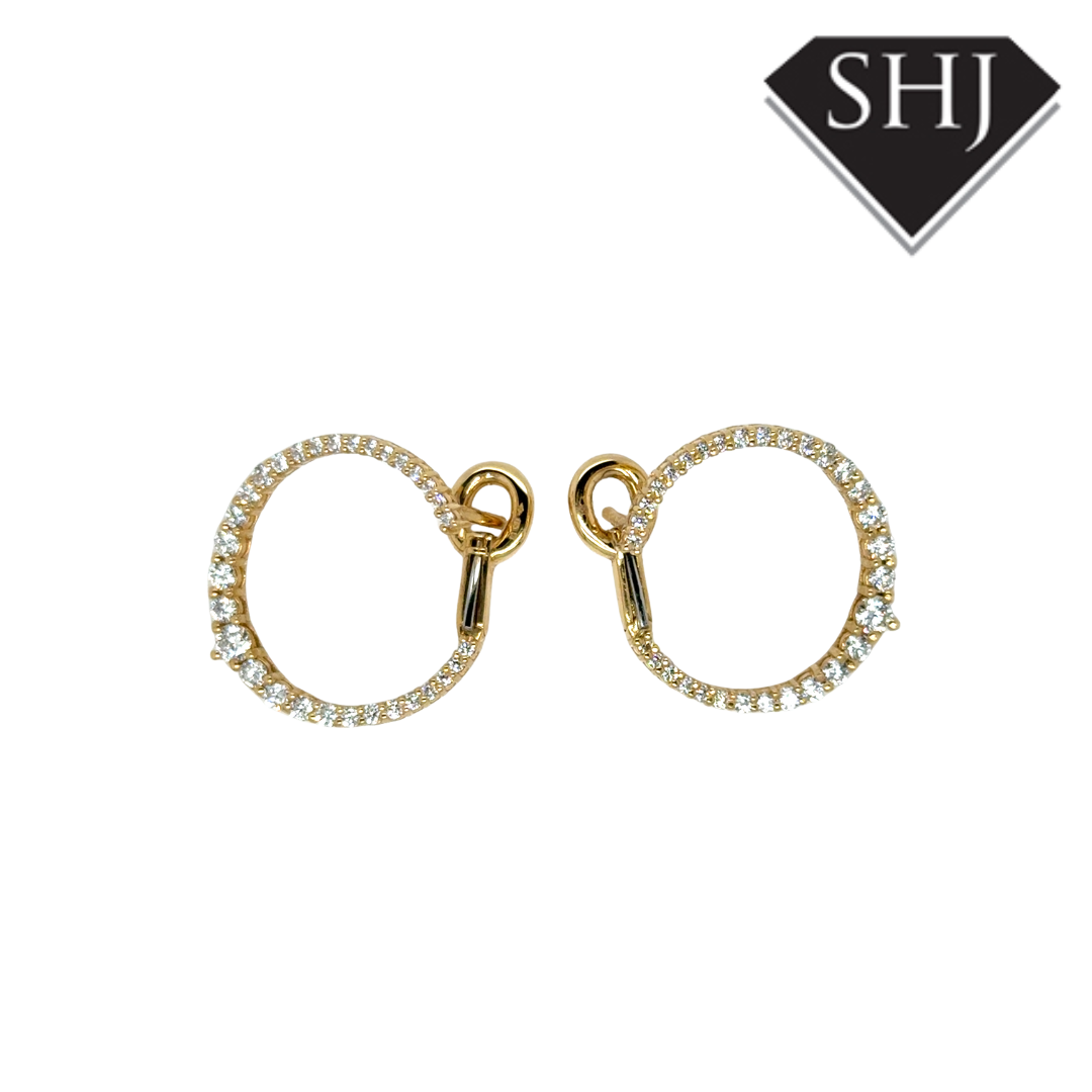 18ct Yellow Gold Diamond Circle Earrings