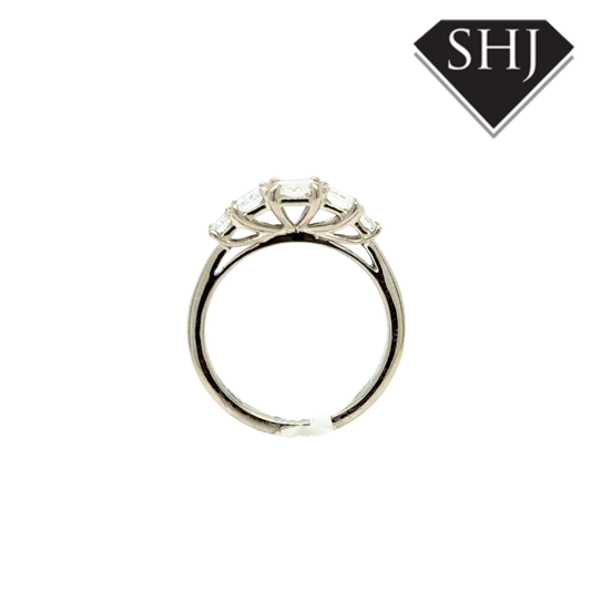 Platinum 1.39ct, 0.50ct, 0.89ct Radiant Cut 5 Stone Diamond Ring E VS2