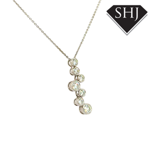 18ct White Gold 1.05ct Diamond Bubble Pendant