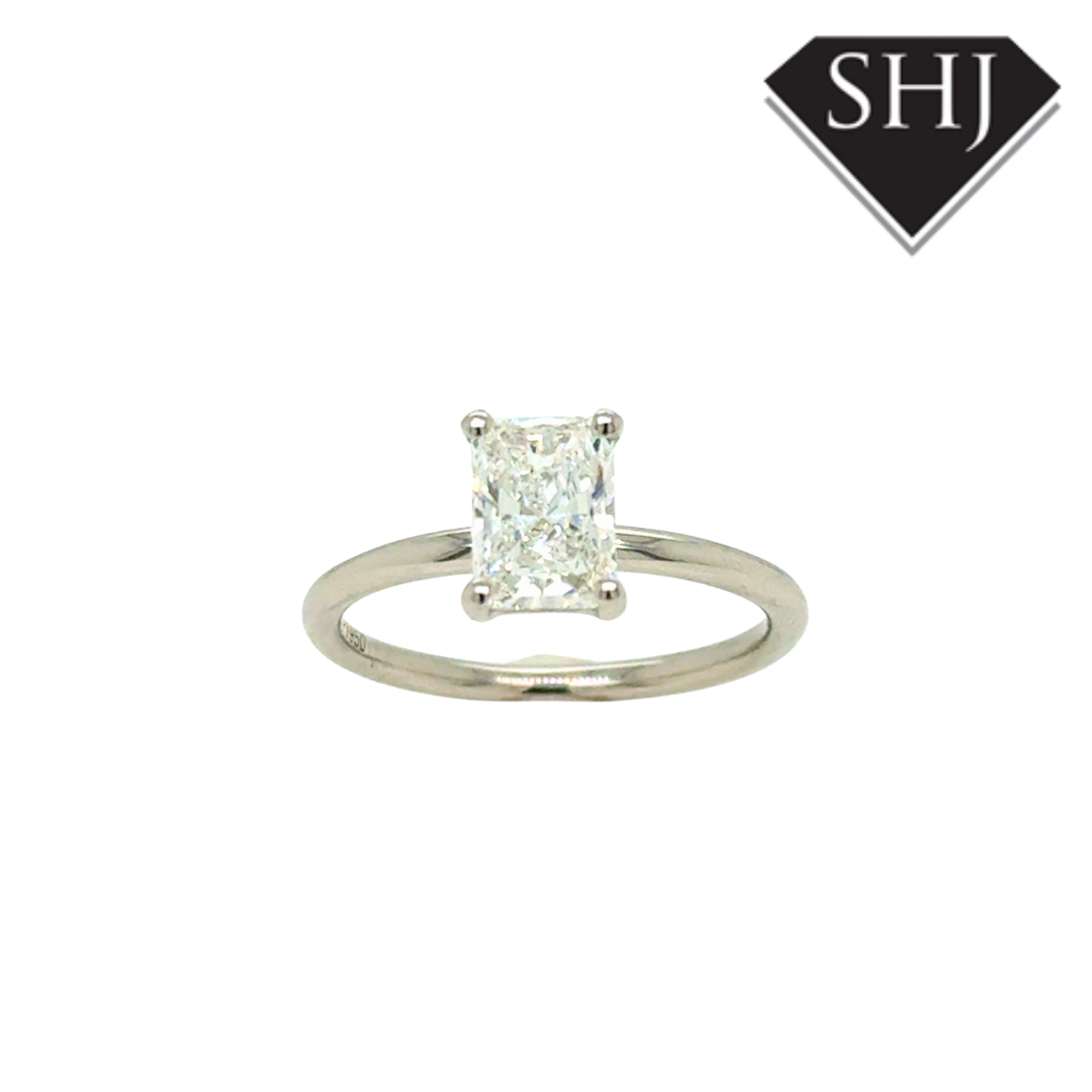 Platinum Lab Grown Radiant 1.00ct Diamond Ring