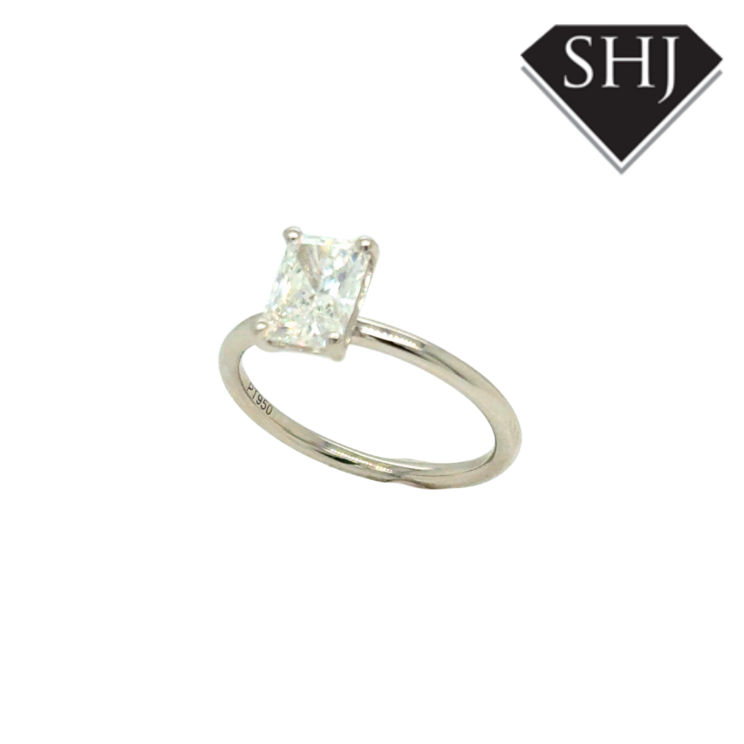 Platinum Lab Grown Radiant 1.00ct Diamond Ring