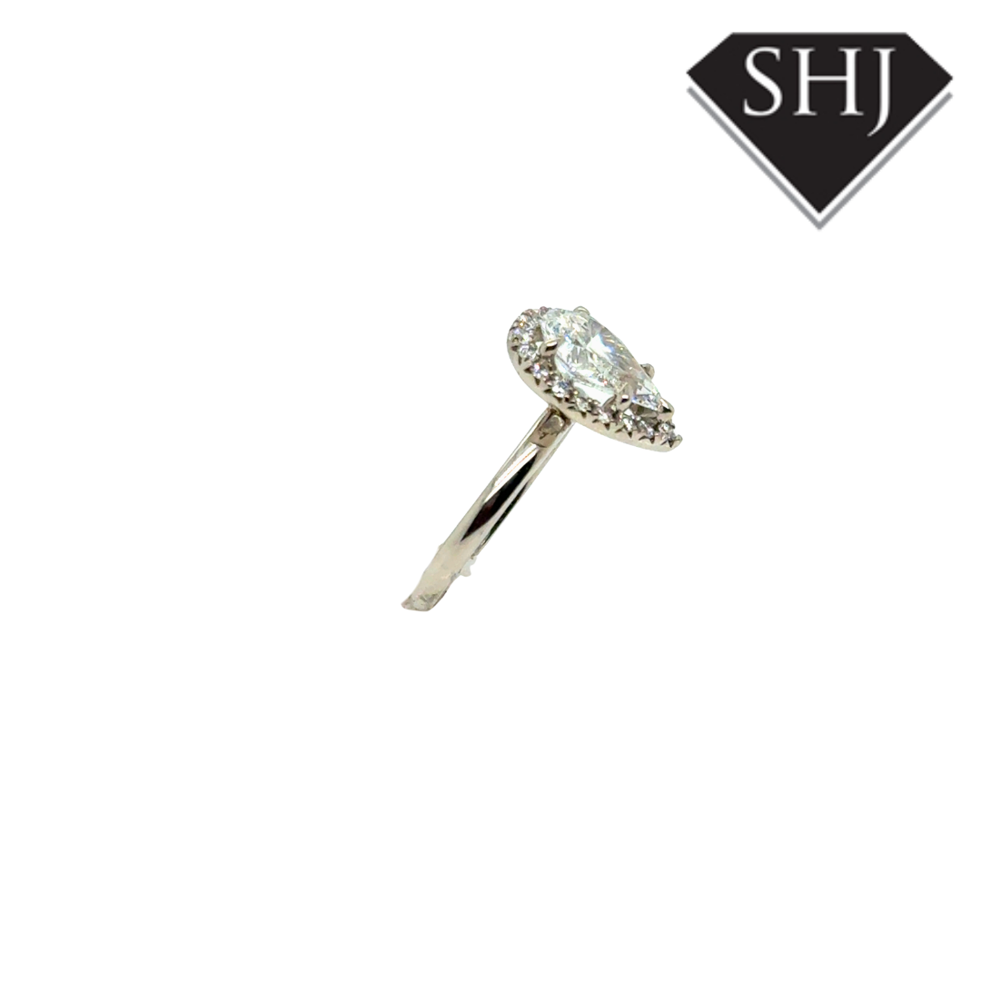 Platinum Lab Grown 2.00ct Pear Diamond Cluster Ring