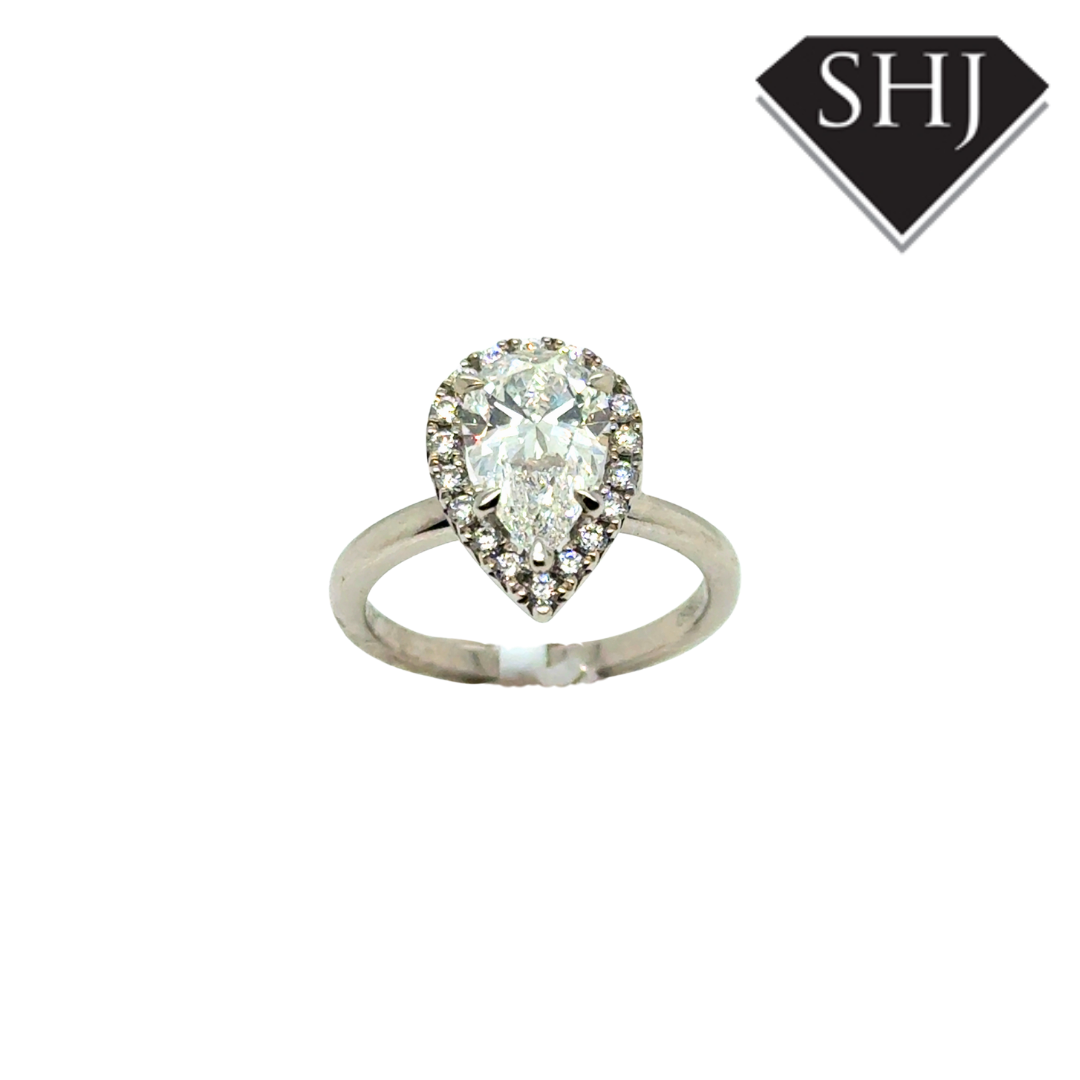 Platinum Lab Grown 2.00ct Pear Diamond Cluster Ring