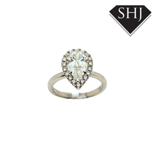 Platinum Lab Grown 2.00ct Pear Diamond Cluster Ring