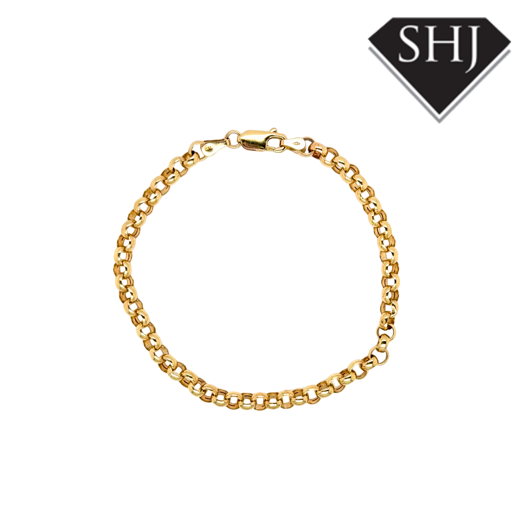 9ct Yellow Gold 7 1/2 " Belcher Chain Bracelet