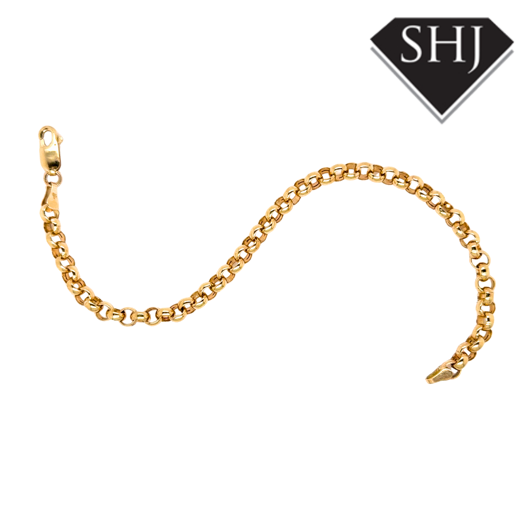 9ct Yellow Gold 7 1/2 " Belcher Chain Bracelet