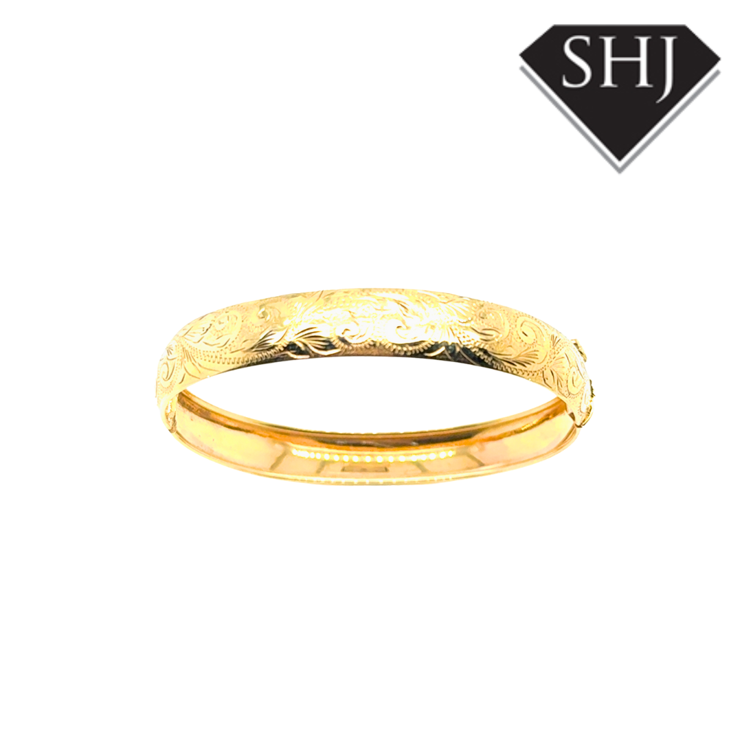 9ct Yellow Gold Engraved Bangle