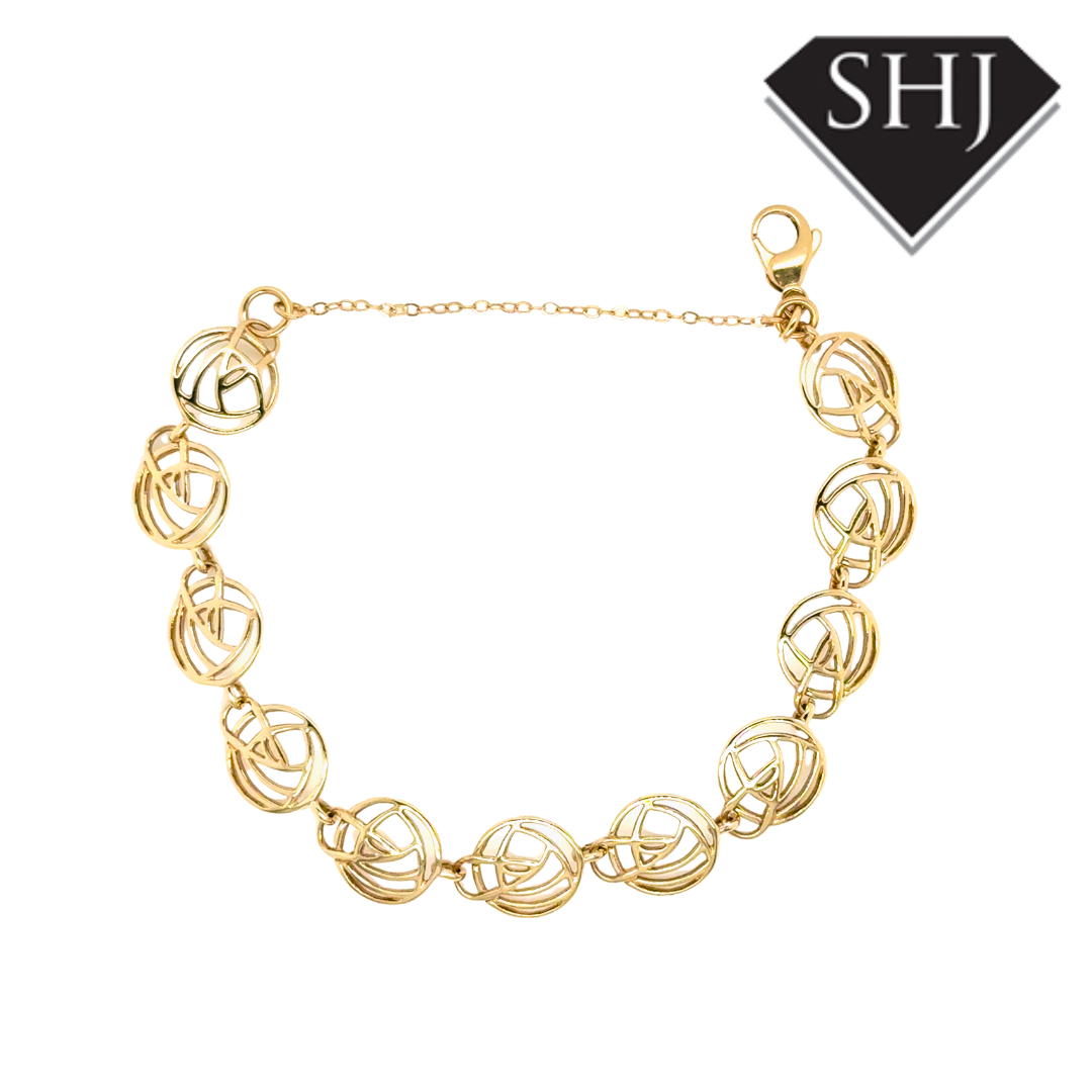 9ct Yellow Gold Charles Rennie Mackintosh Bracelet