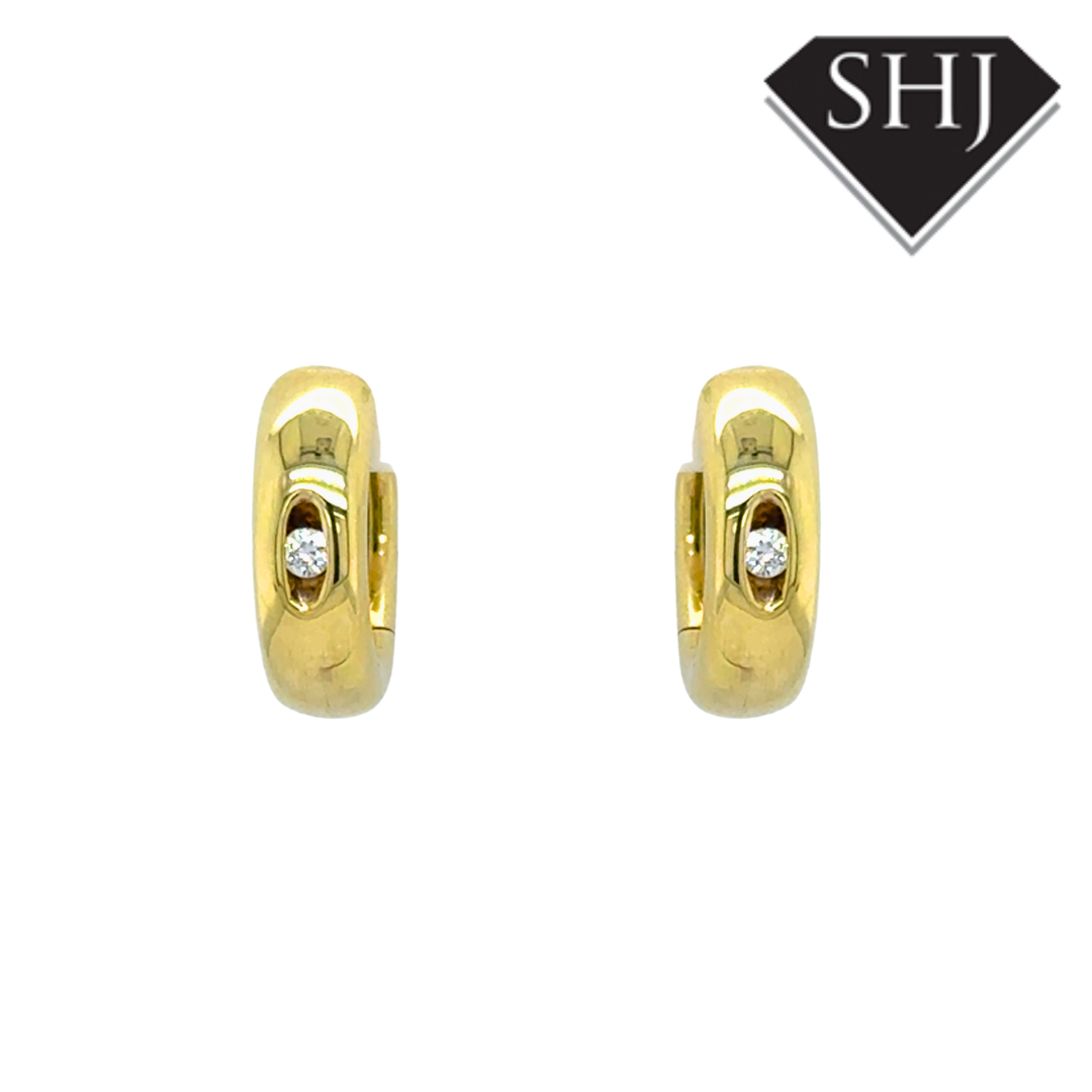 14ct Yellow Gold Diamond Hoop Earrings