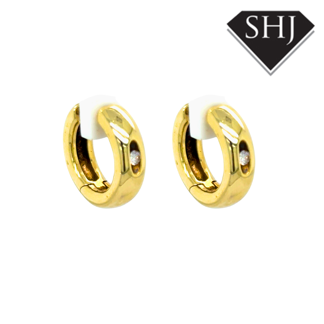 14ct Yellow Gold Diamond Hoop Earrings