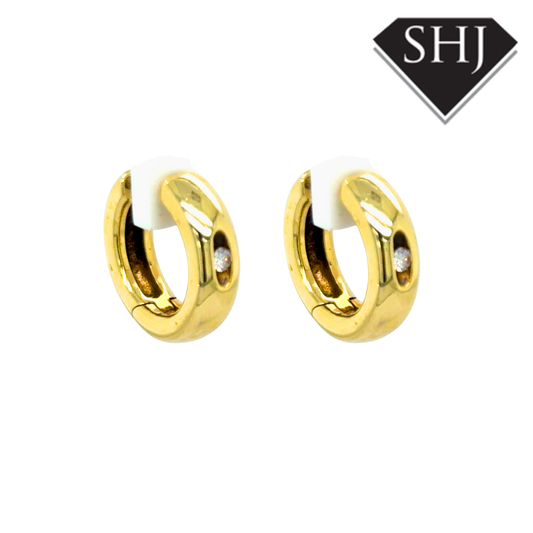 14ct Yellow Gold Diamond Hoop Earrings