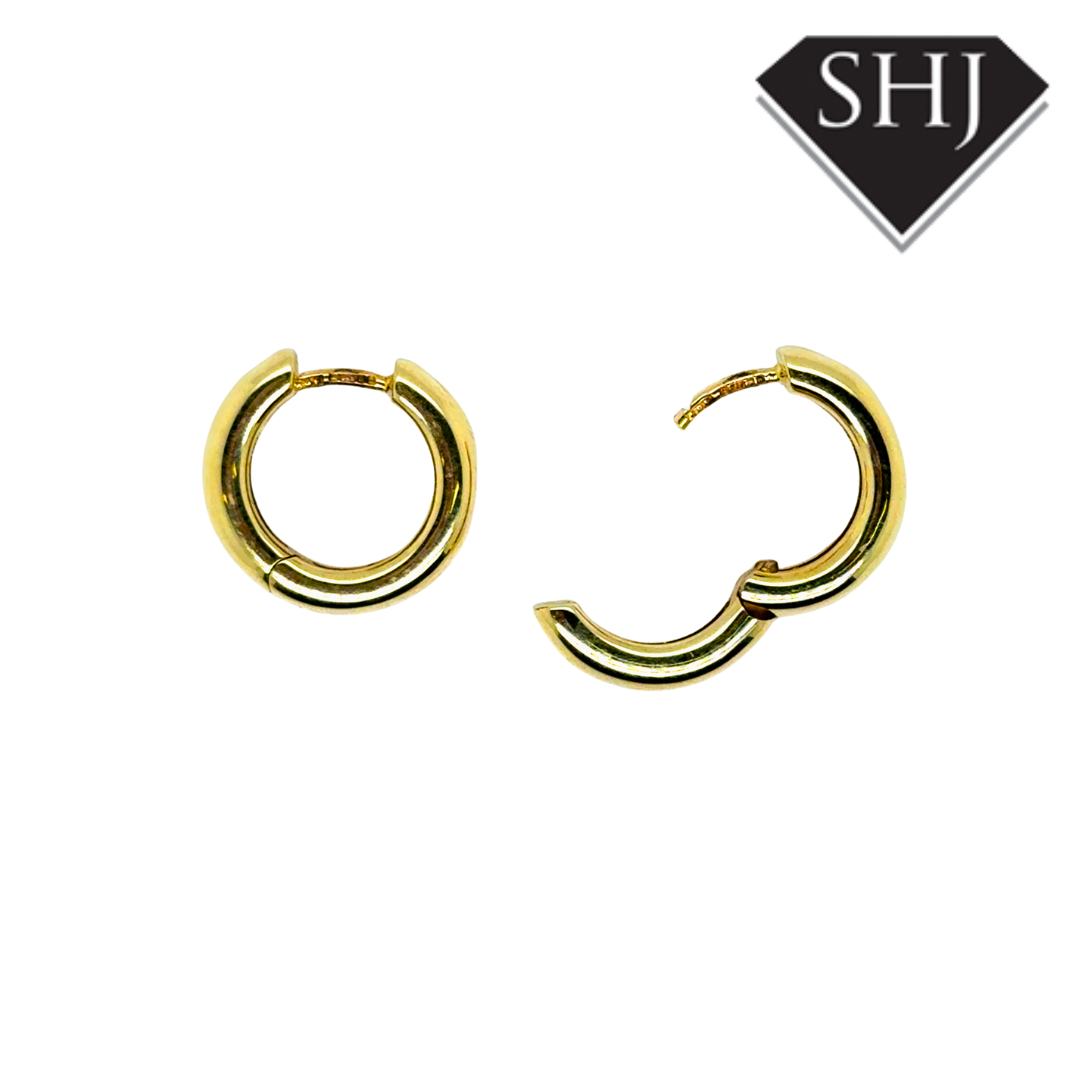 14ct Yellow Gold Diamond Hoop Earrings