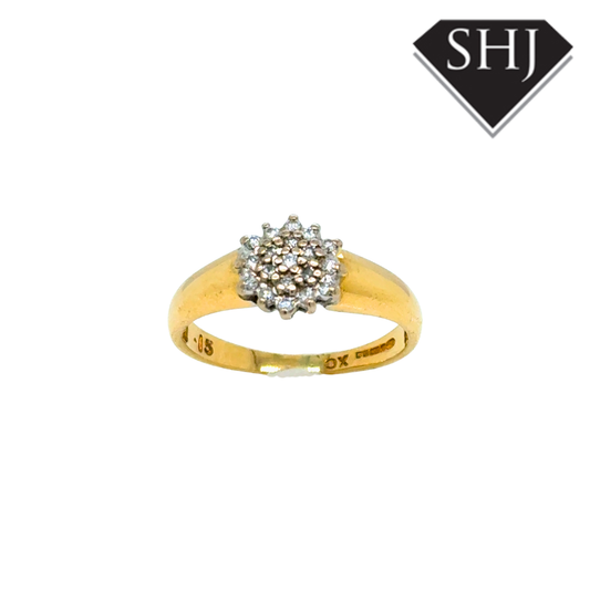 18ct Yellow Gold 0.15ct Diamond Cluster Ring