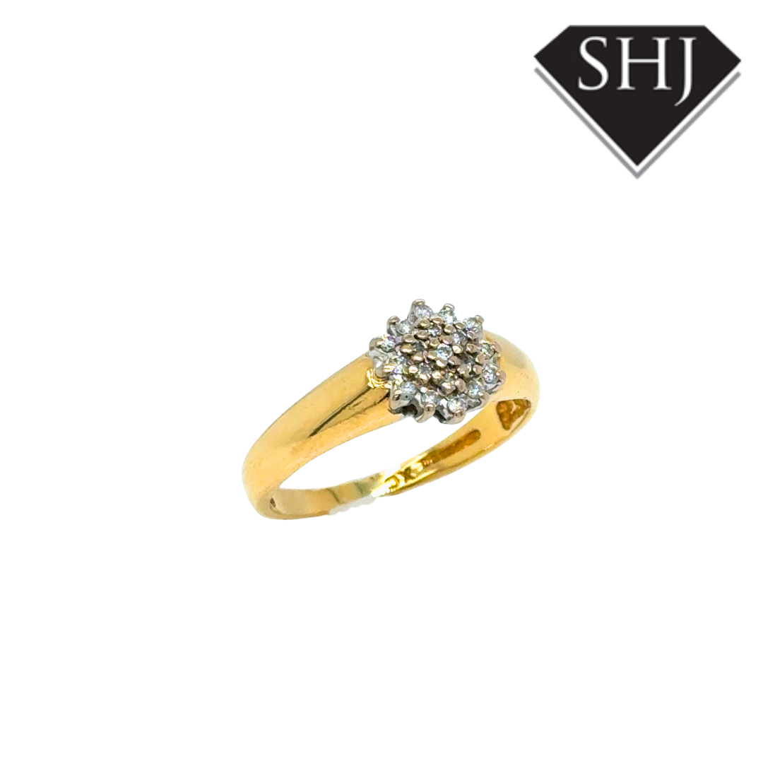 18ct Yellow Gold 0.15ct Diamond Cluster Ring
