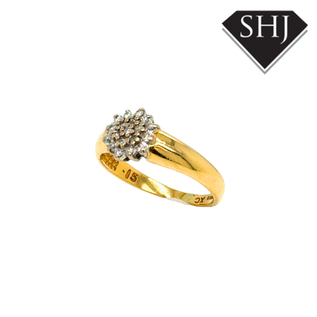 18ct Yellow Gold 0.15ct Diamond Cluster Ring