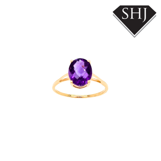 9ct Yellow Gold Amethyst Ring